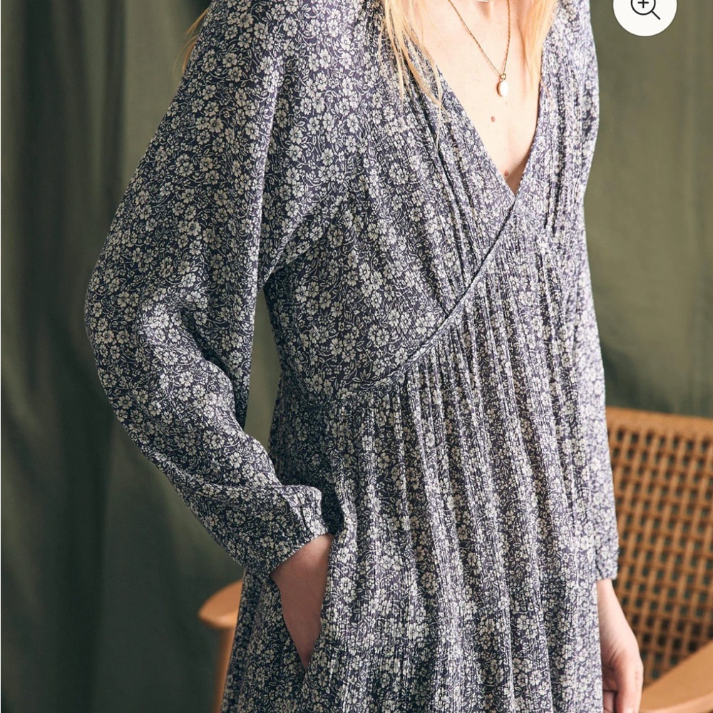 Faherty Sirene Dress - Navy Ditsy Floral / L - Picture 4 of 12